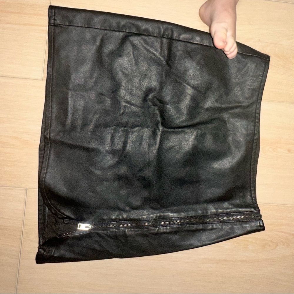 Black Faux Leather Zip Mini Skirt